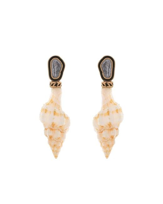 Dezso by Sara Beltran White Shell Polki Diamond Earrings