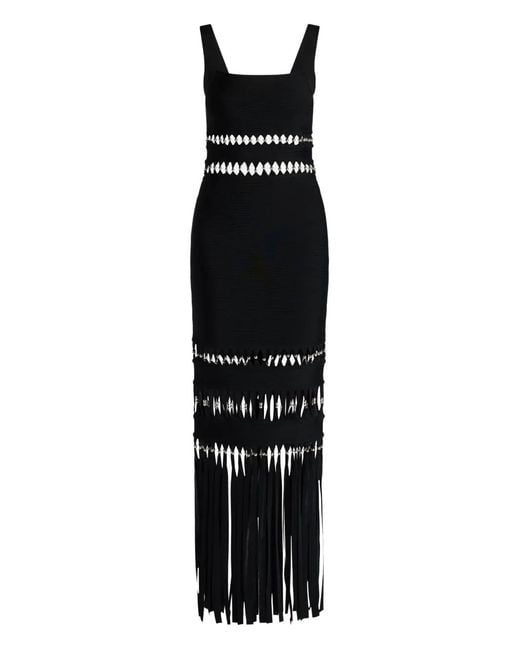 Hervé Léger Black Ines Fringed Dress