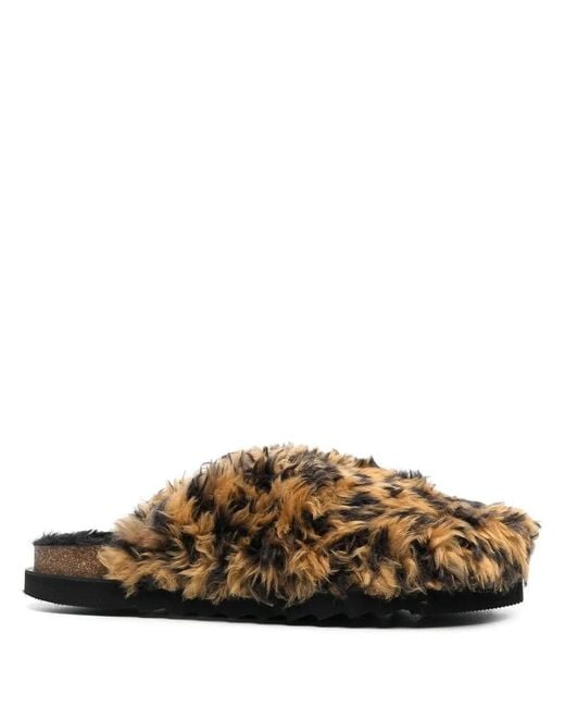 Palm Angels Brown Leopard-print Slides for men