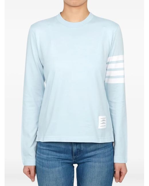 Thom Browne Blue Four-Bar Sleeve-Detail Sweater