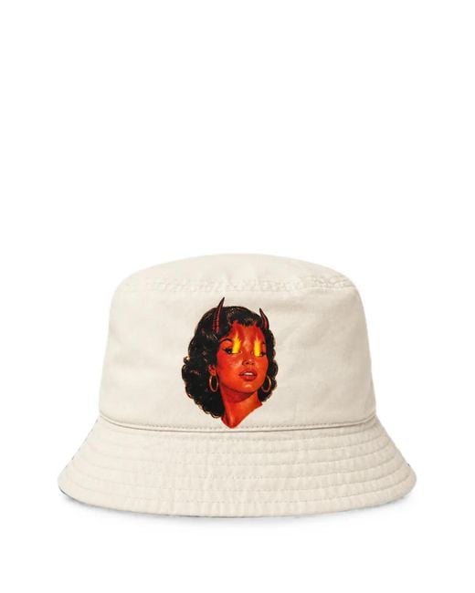 Melt White Graphic-Print Bucket Hat