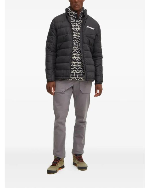 Adidas Gray Terrex Quilted-Panel Down Jacket for men