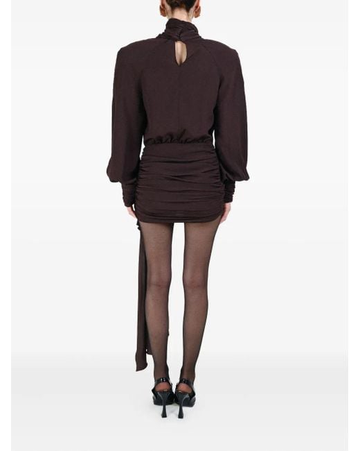 ROWEN ROSE Black Draped-Detail Mini Dress
