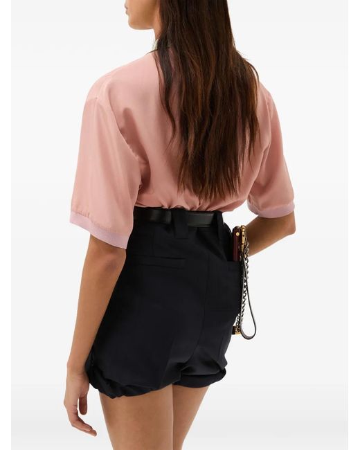 Versace Pink Silk-Poplin Crop Shirt