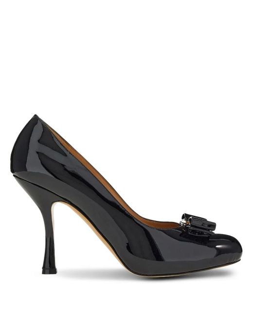Ferragamo ヴァラリボン 100mm レザーパンプス Black