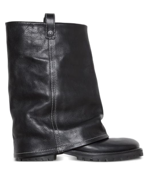 Acne Black Slouch Calf Leather Boots for men