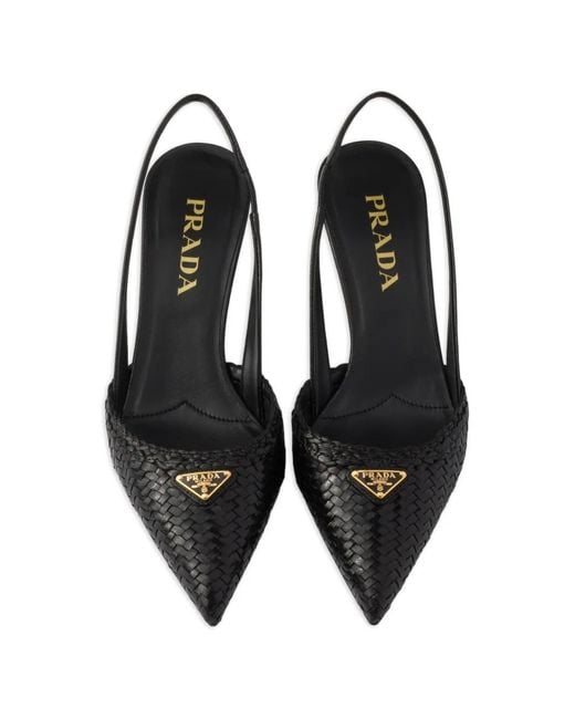 Prada Black Leather Slingback Pumps
