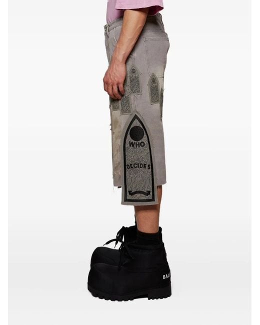 メンズ Who Decides War Patch Arched Shorts Gray