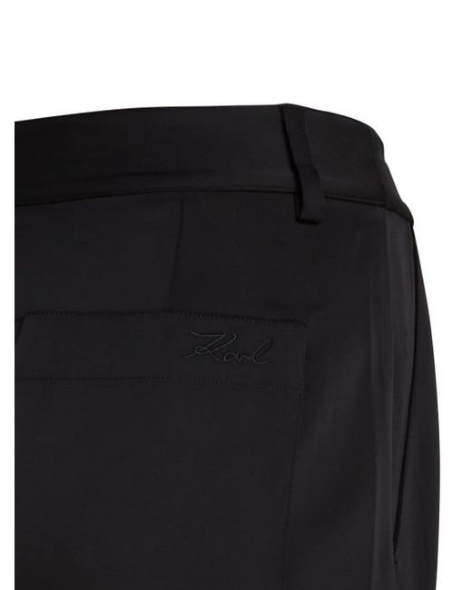 Karl Lagerfeld Black Satin-finish Cargo Trousers