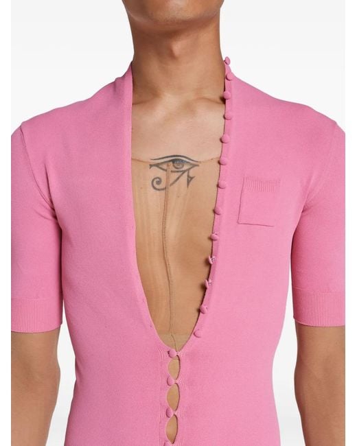 ROT Pink The Vertigo Plunging-Neck Bodysuit