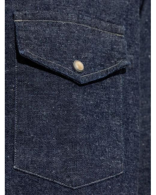 Eleventy Blue Western Denim Shirt for men