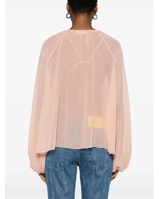 Blumarine Pink Georgette Ruffled Blouse