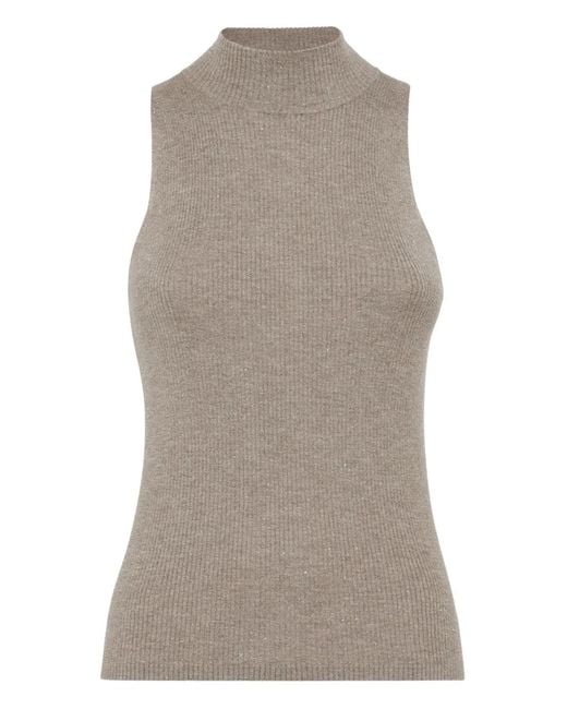 Brunello Cucinelli Gray Cashmere Blend Tank Top
