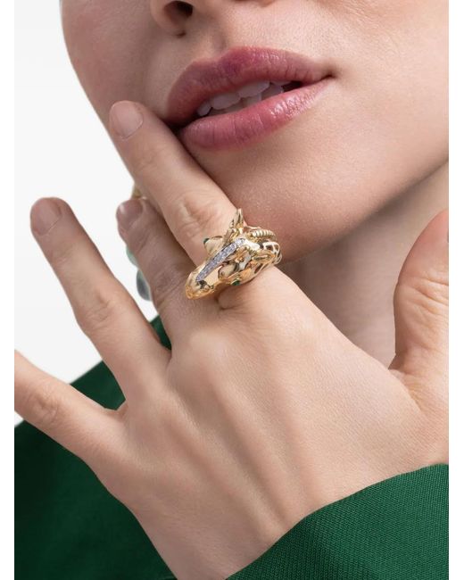 David Webb Metallic Emerald And Diamond Ring