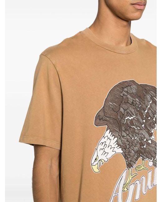 Amiri Natural Eagle Print Cotton T-shirt for men