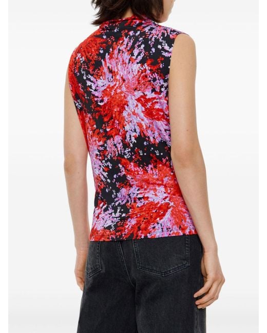 Bimba Y Lola Red Abstract-Print Draped Top