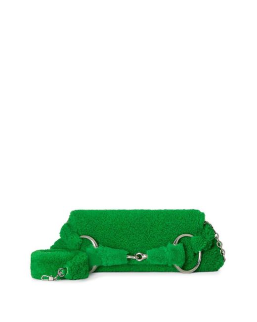 Gucci Medium Horsebit Shearling Shoulder Bag in Green Lyst
