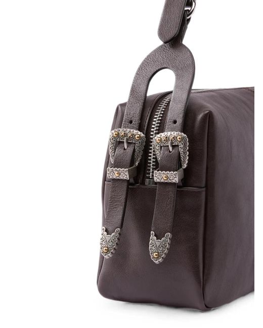 Pinko Metallic Buckle-Detail Leather Shoulder Bag