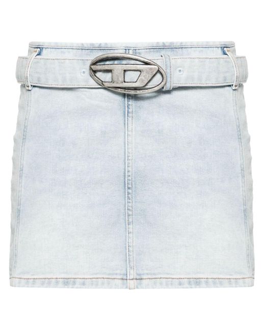 DIESEL Blue De-flip-s Logo-buckle Denim Skirt
