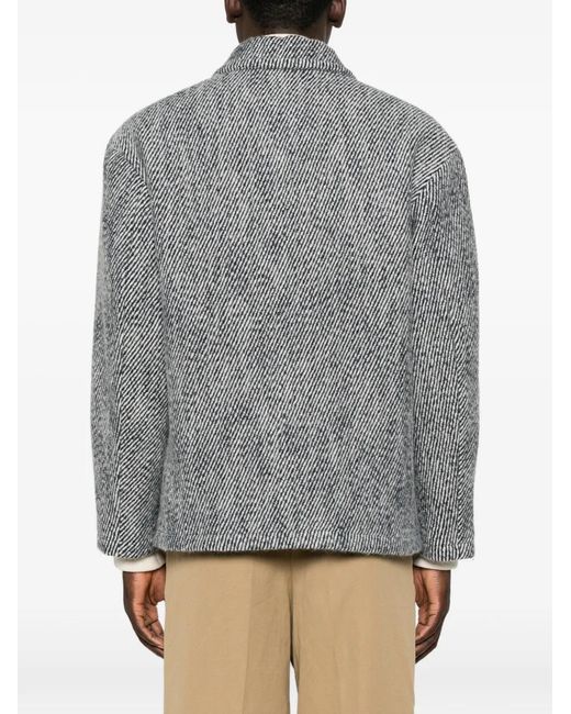 Sandro Gray Button-Up Wing-Collar Jacket for men