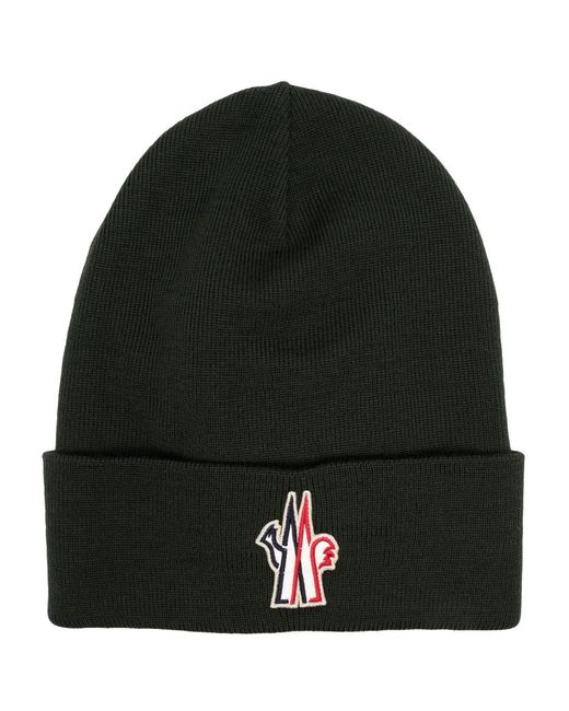 Moncler Black Pure Wool Hat for men