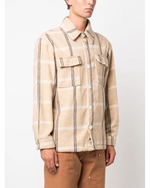 FAMILY FIRST Natural Jersey-Fleece Check-Plaid Shirt for men