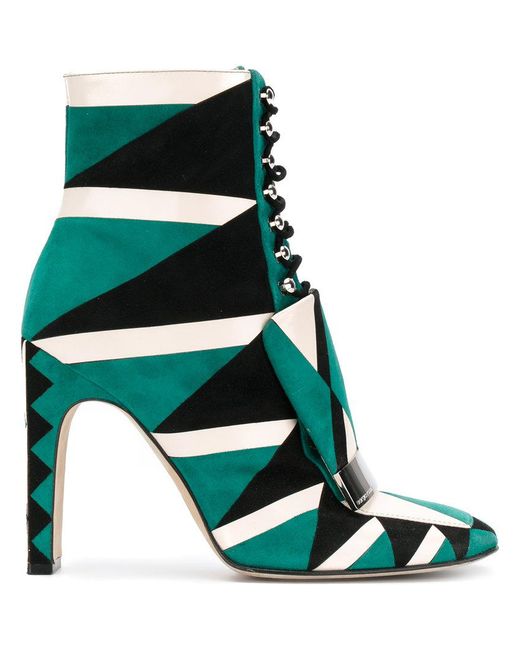 Sergio Rossi Green Sr1 Lace Up Graphic Boot