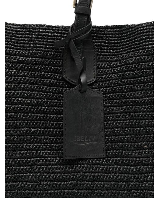 IBELIV Black Woven Top Handle Shoulder Bag