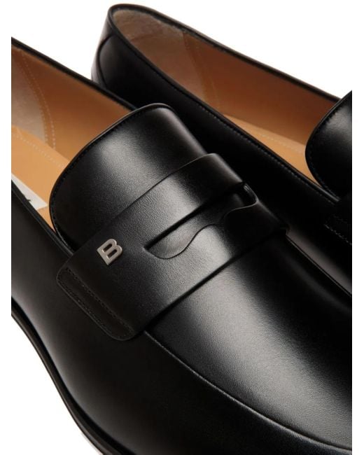 Bally Black Penny-Slot Leather Loafers for men