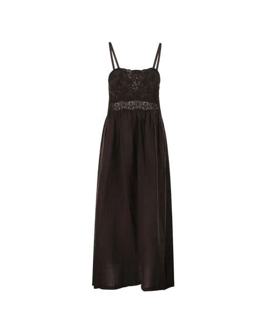 Maurizio Mykonos Black Embroidered Tiered Maxi Dress