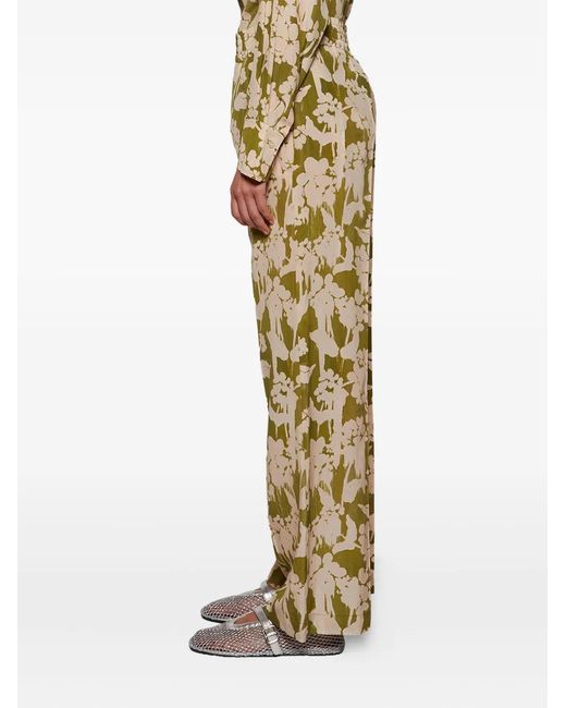 Victoria Beckham Natural Floral-Print Trousers