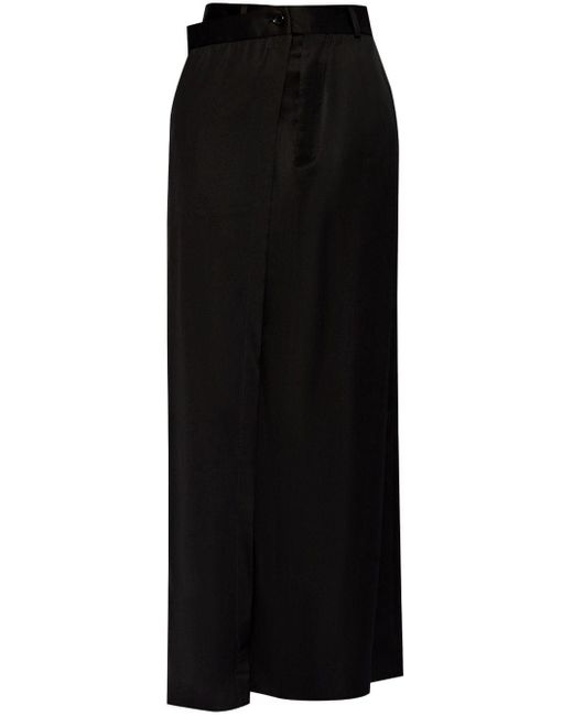 MM6 by Maison Martin Margiela Black Wrap Viscose Long Skirt With Slit
