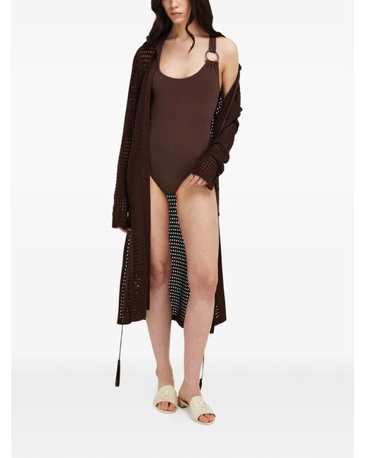 Ferragamo Brown Gancini Full Swimsuit