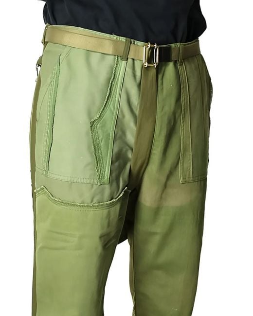 Children of the discordance Logo-Print Cargo Trousers in Green for