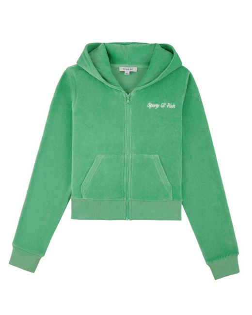 Sporty & Rich Green Italic Logo Cotton Hoodie