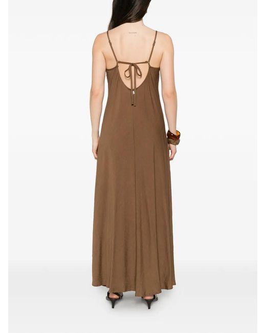Dixie Brown Crinkled-Finish V-Neck Midi Dress