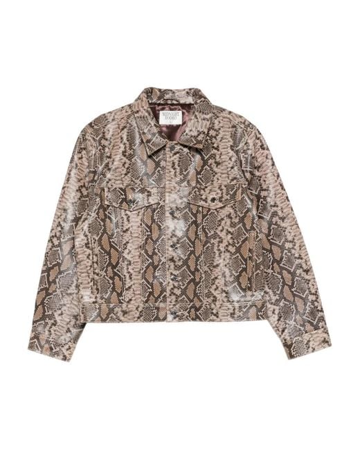 MIDNIGHT RODEO Brown "1968" Buttoned Snakeskin-Print Jacket for men
