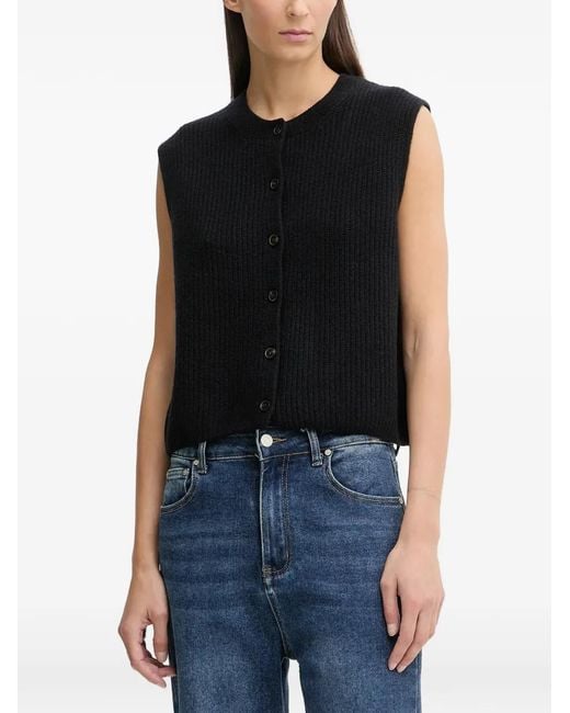 Marc O' Polo Black Button Sleeveless Top