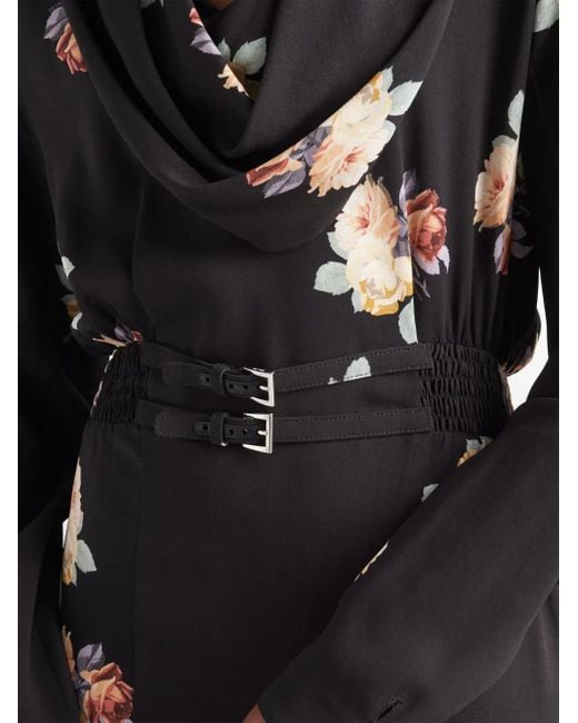 Prada Midi-Jurk Met Bloemenprint in het White