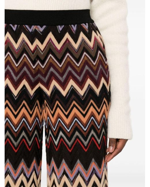 Pantalones anchos de punto en zigzag Missoni de color Multicolor