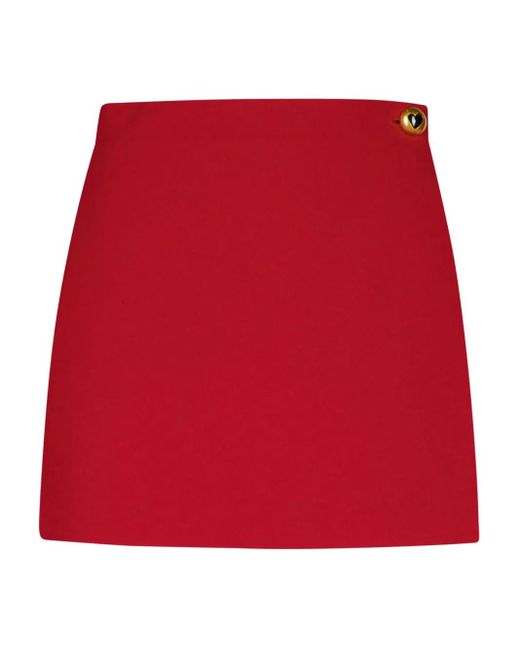 Moschino Red Button-Fastening Wrap Shorts