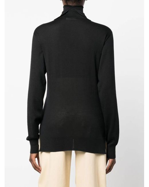 Jil Sander Black Fitted Cashmere Blend Sweater