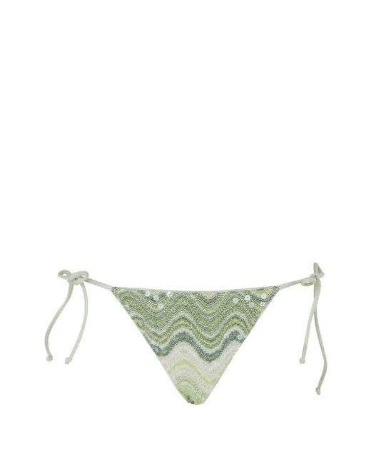 Mc2 Saint Barth Green Marielle Sequin-Embellished Bikini Bottoms
