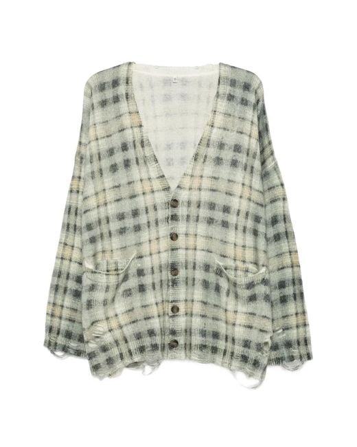 R13 Green Plaid-Check Cardigan for men
