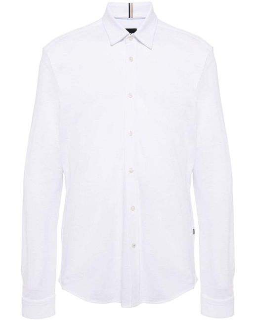 Boss White Roan Kent Long-sleeve Cotton Shirt for men