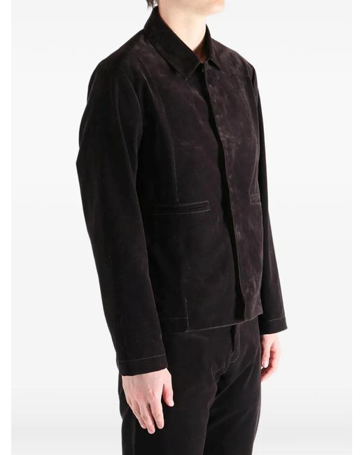 Omar Afridi Black Velvet-Effect Shirt Jacket for men