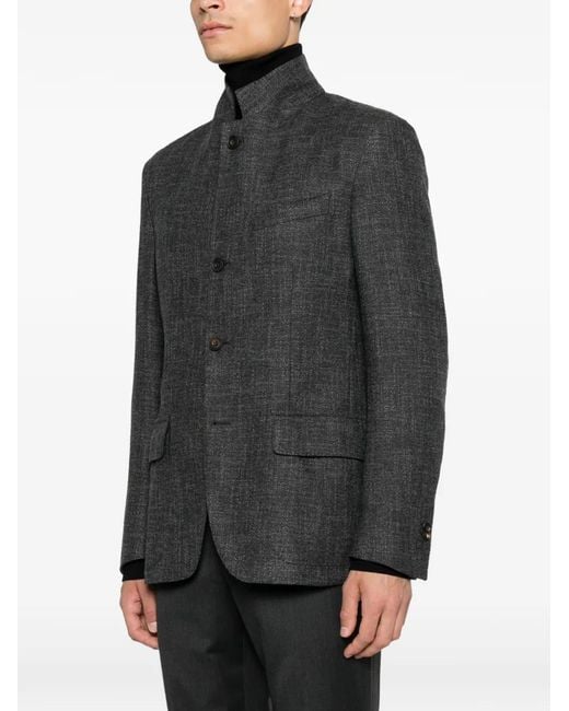 Corneliani Gray High-Neck Button-Up Jacket for men