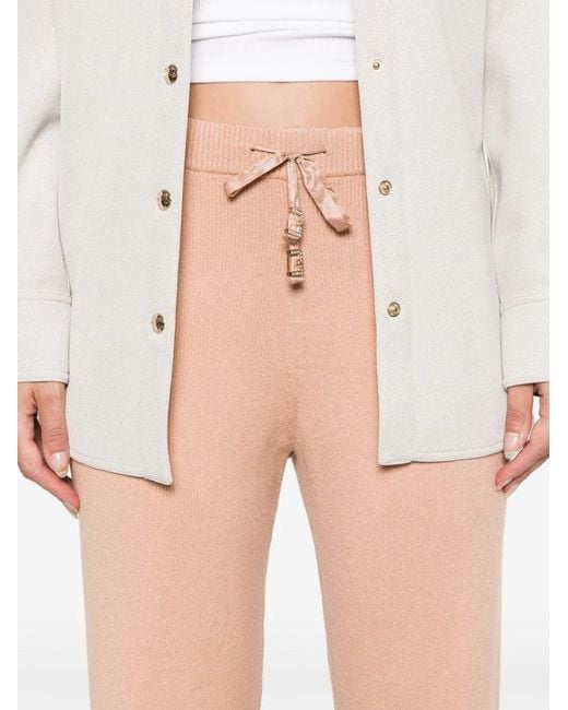 Liu Jo Natural Ribbed-Knit Trousers