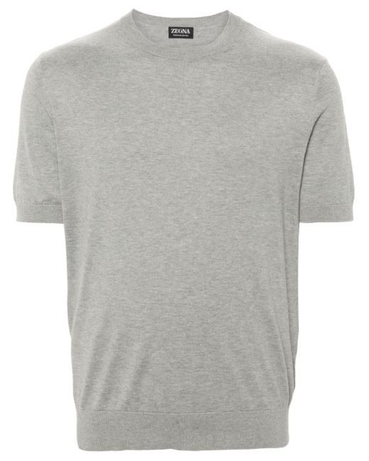 T-shirt en maille fine Zegna pour homme en coloris Gray