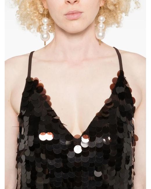 P.A.R.O.S.H. Black Sequin Spaghetti-Strap Dress